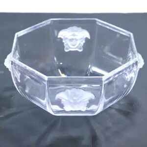 Rosenthal Versace Crystal "Lumiere" Bowl 7 in. diameter Medusa face logo signed